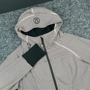 Lululemon Scuba Hoodie Women’s Size 10 Pink & Black Stripe Full Zip Pockets